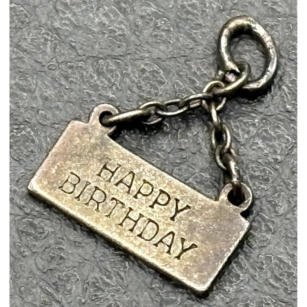 Wells Sterling Silver Happy Birthday Banner Dangle Charm Or Pendant Vintage